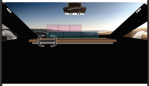 Runner up dash option. Displays up and out. Pink is driver-interactive display, blue is standard infotainment.